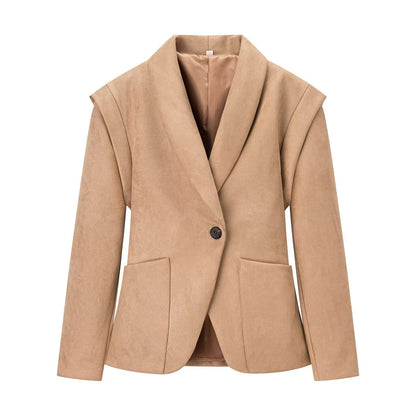 Damen Blazerjacke Wildlederimitat Weich