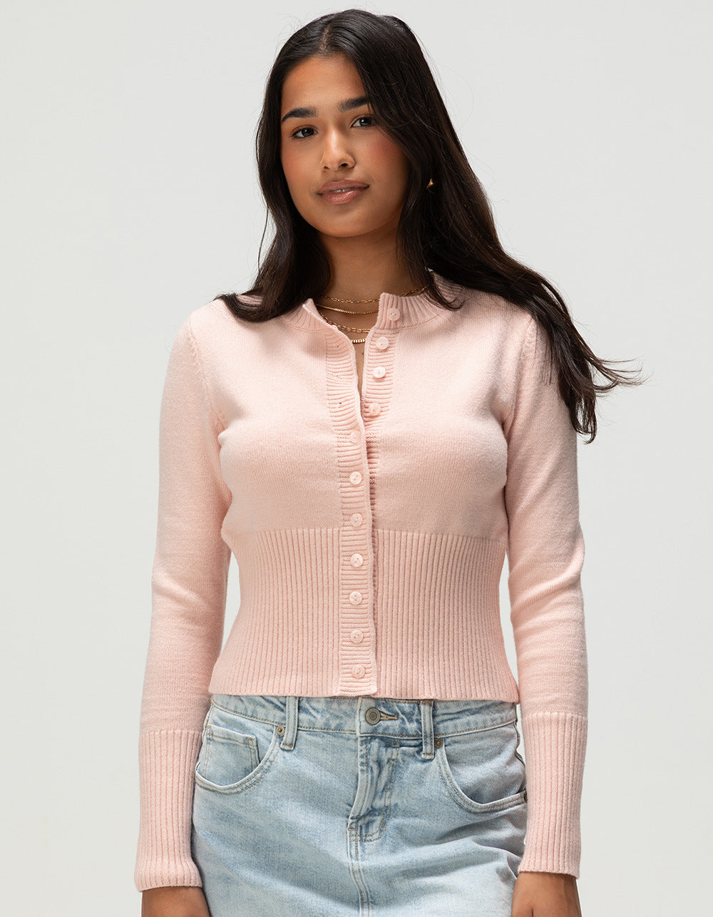 Damen Strickjacke Kontrastknöpfe Norvielle
