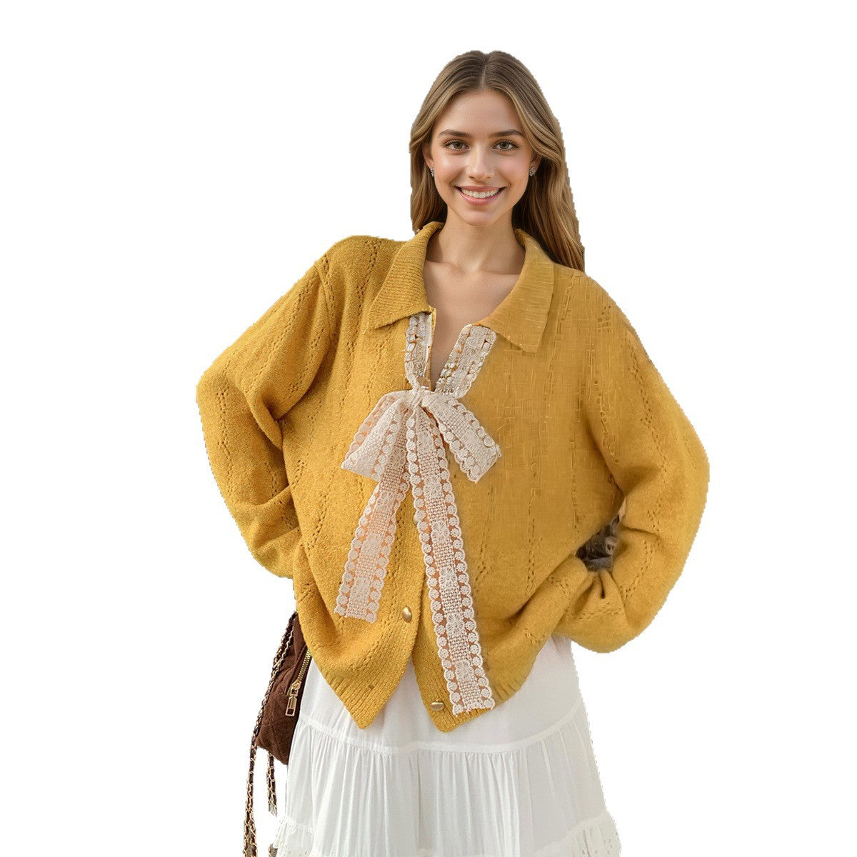 Damen Strickpullover Norvielle mit Schleifenapplikation