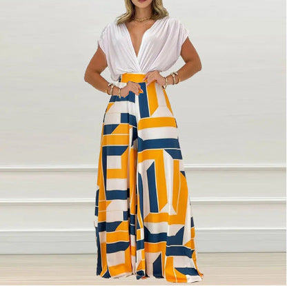 Damen Jumpsuit V-Ausschnitt Weitbein Norvielle