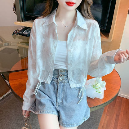 Damen Bluse Transparent Floral Design