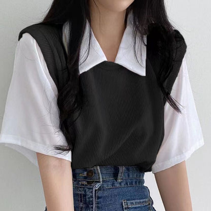 Damen Oversized Shirt Bequem Layering Effekt Weiß