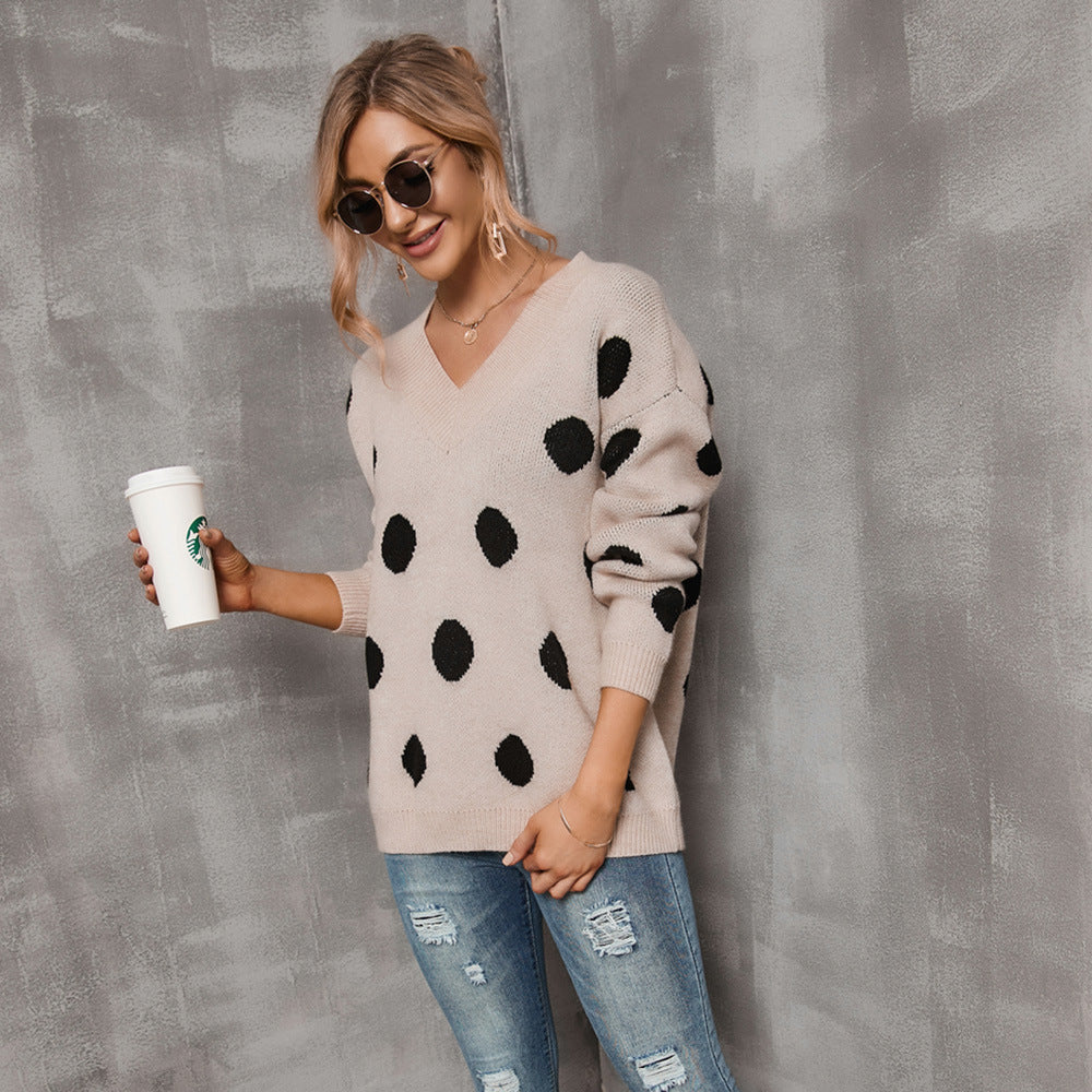 Damen Pullover V-Ausschnitt Grafikdesign Norvielle