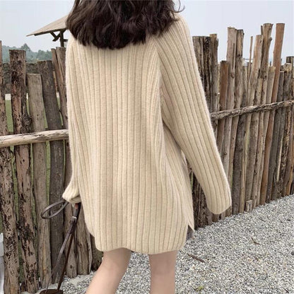 Damen Rippenstrickpullover Gemütlich Norvielle