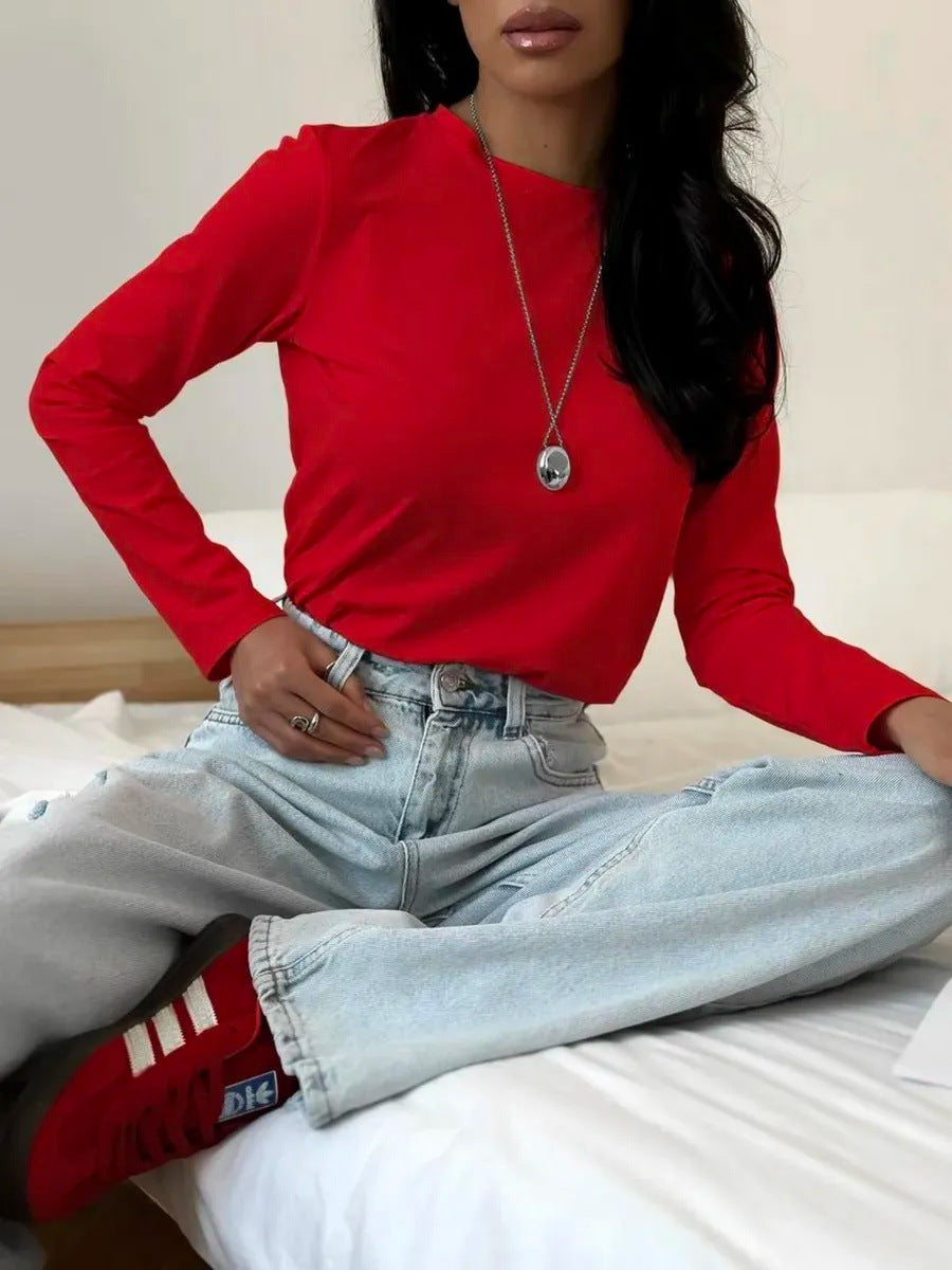 Damen Langarmshirt Körperbetonter Schnitt Norvielle