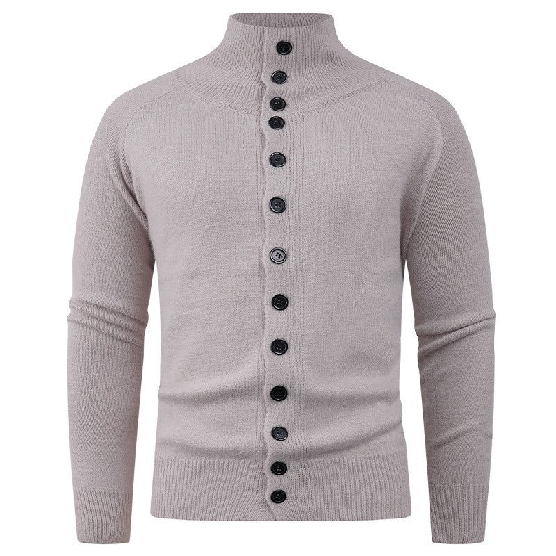 Herren Strickcardigan Stehkragen Knopfverschluss Bequem Grau