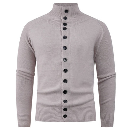 Herren Strickcardigan Stehkragen Knopfverschluss Bequem Grau