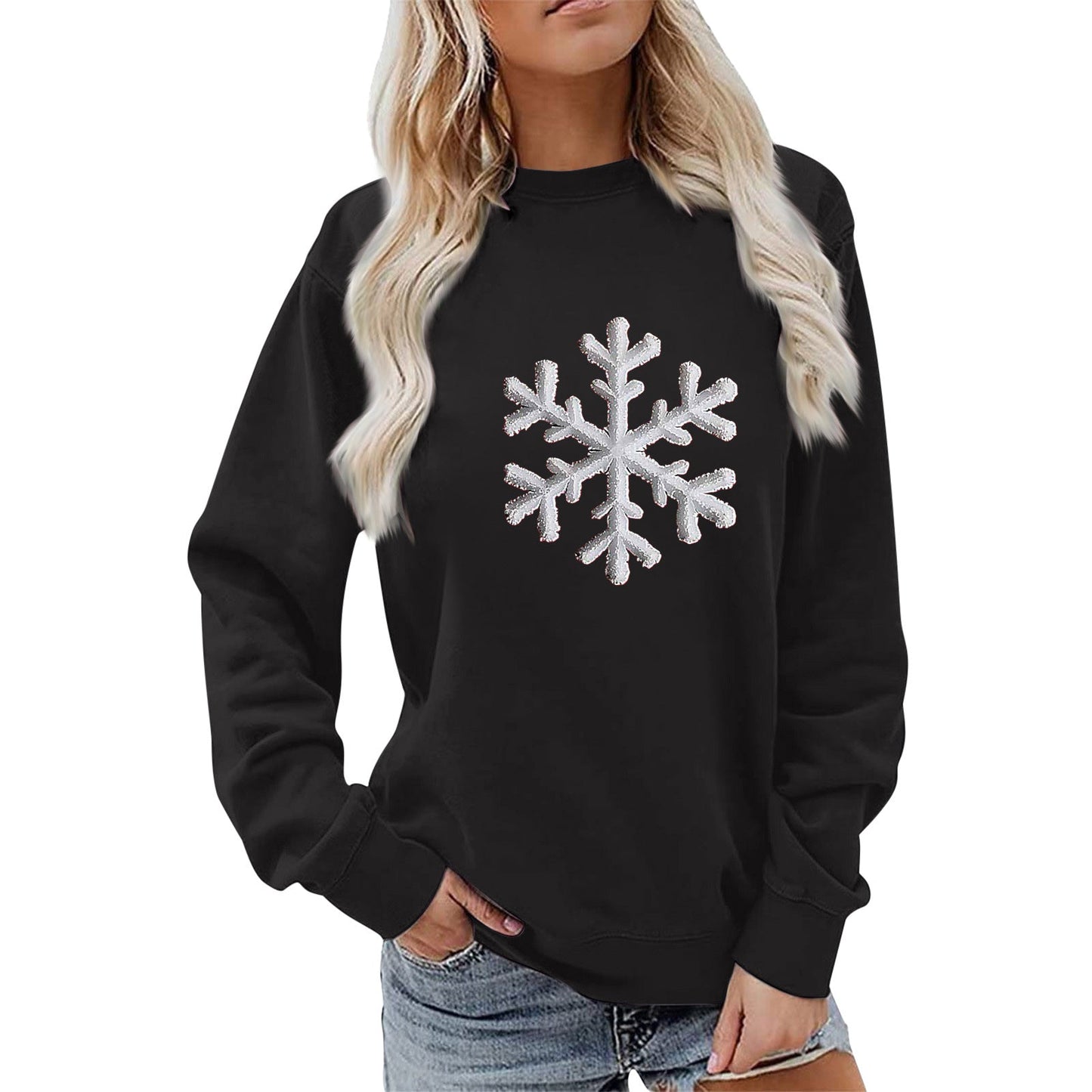 Damen Sweatshirt Schneeflockenmotiv Lässig Norvielle