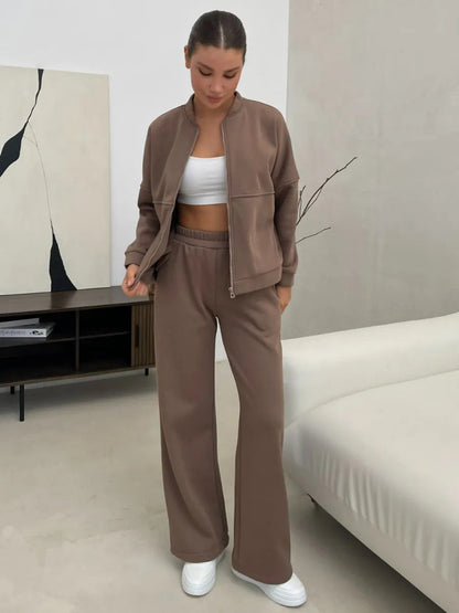 Damen Sportliches Lounge-Set Kuschelige Jacke Bequeme Hosen Norvielle