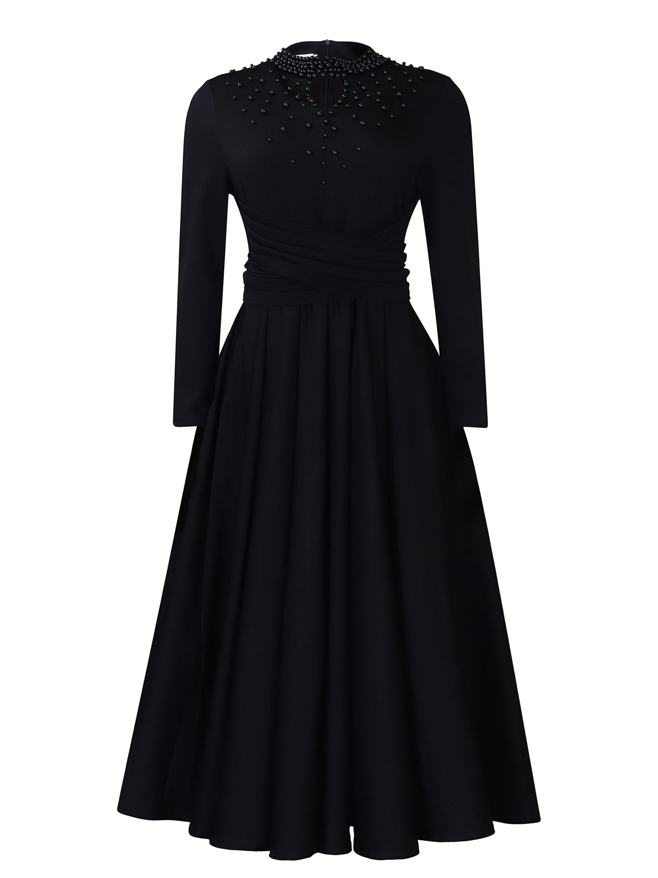 Damen Maxikleid mit Perlenverzierung Tailliert