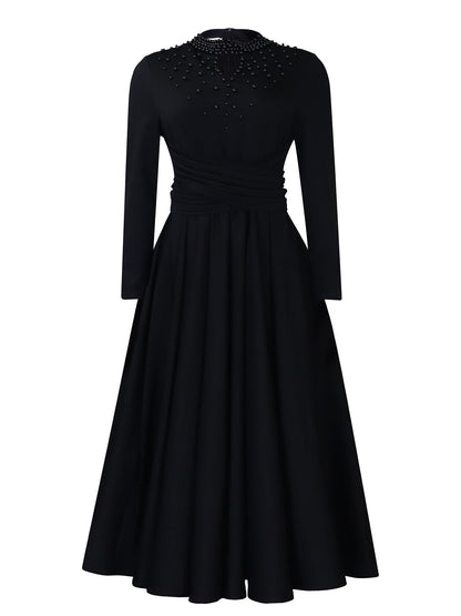 Damen Maxikleid mit Perlenverzierung Tailliert