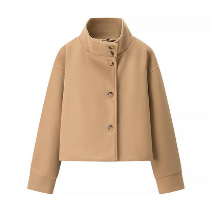 Damen Kurze Übergangsjacke Norvielle Hochkragen Dekorative Knöpfe