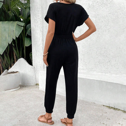Damen Jumpsuit Casual mit Taschen und verstellbarem Gürtel