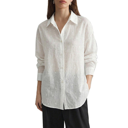Damen Bluse Elegante Lockere Stickdetails Norvielle