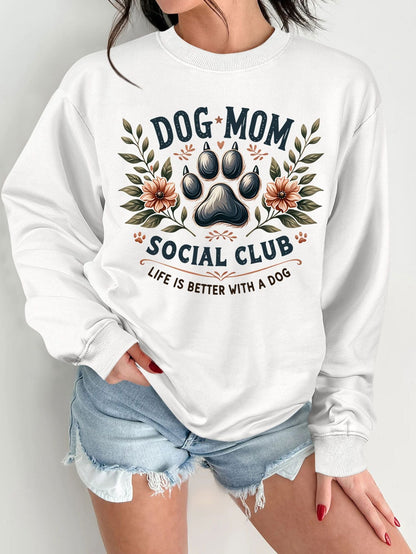 Damen Sweatshirt Hundemotiv Aufdruck Norvielle