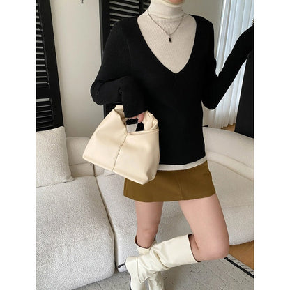 Damen Pullover V-Ausschnitt Feinripp Norvielle