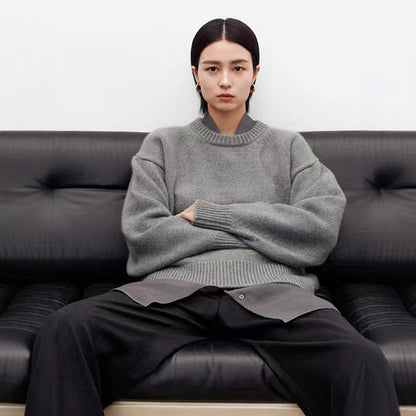 Damen Langärmliger Strickpullover Hoher Kragen Norvielle