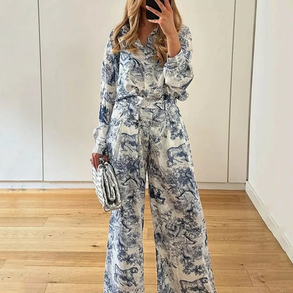 Damen Zweiteiliges Set Weites Design Floralmuster