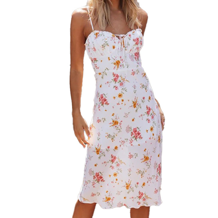 Damen Midikleid Figurnah Blumenmuster Schmal Schnitt Raffung