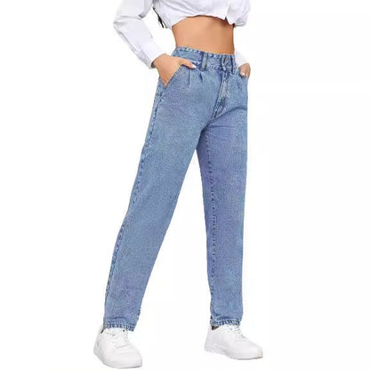 Damen High-Waist Boyfriend Jeans Klassischer Schnitt