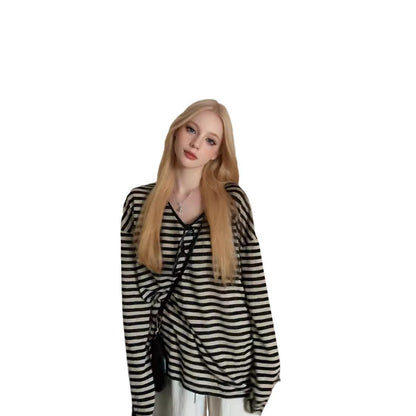 Damen Langarmshirt Lässiger Schnitt Streifenmuster Norvielle