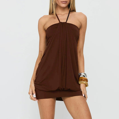 Damen Halterkleid aus Luftigem Stoff mit Drapierung Norvielle - Norvielle