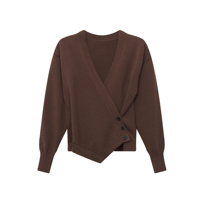 Damen Wickelstrickjacke mit Knöpfen Feine Textur Norvielle