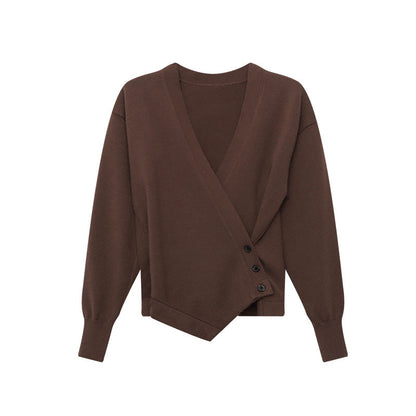 Damen Wickelstrickjacke mit Knöpfen Feine Textur Norvielle