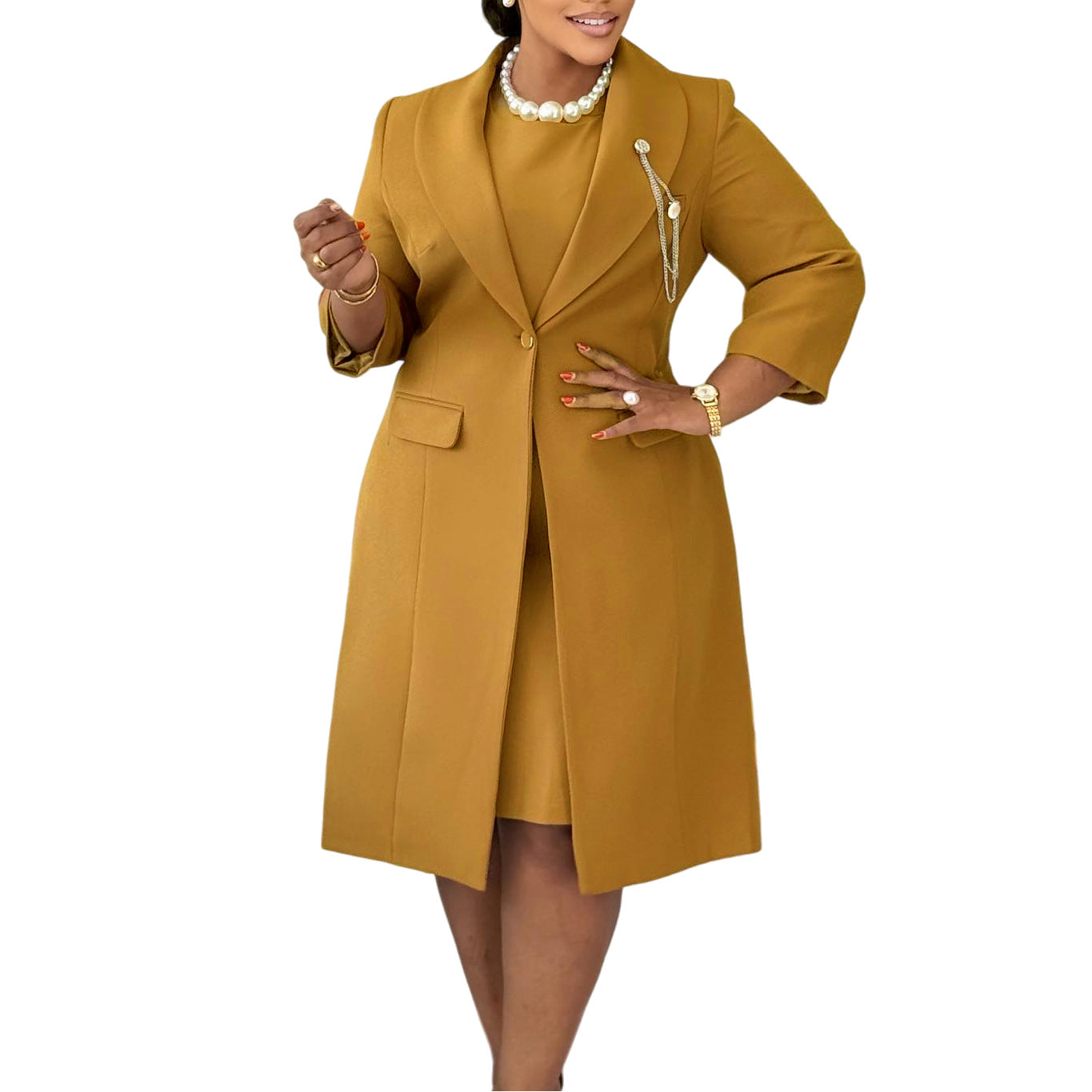 Damen Blazer-Kleid Asymmetrischer Saum Elegante Drapierung
