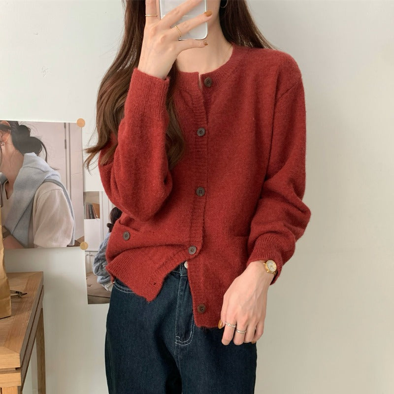 Damen Strickcardigan mit Taschen und Knopfverschluss Norvielle