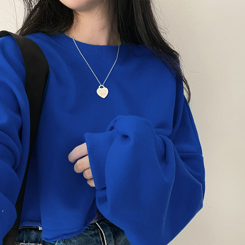 Damen Cropped Sweatshirt Norvielle Kapuzenlos