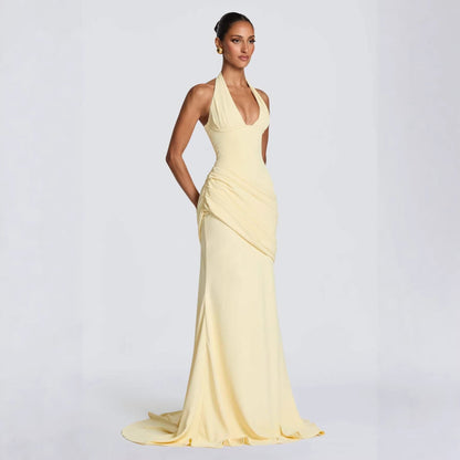 Damen Abendkleid Wickeldesign V-Ausschnitt Norvielle