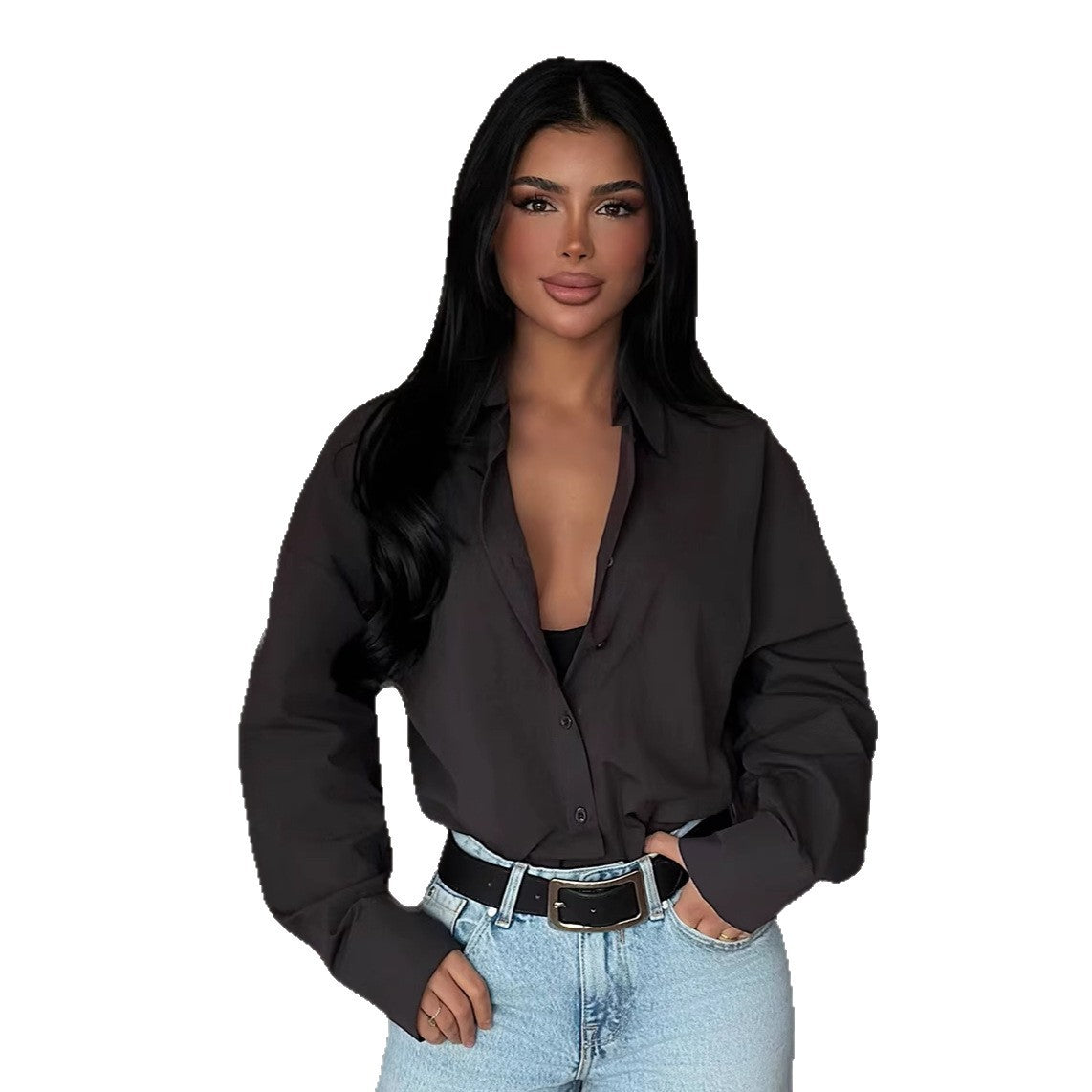 Damen Bluse Oversized Knopfdesign Norvielle