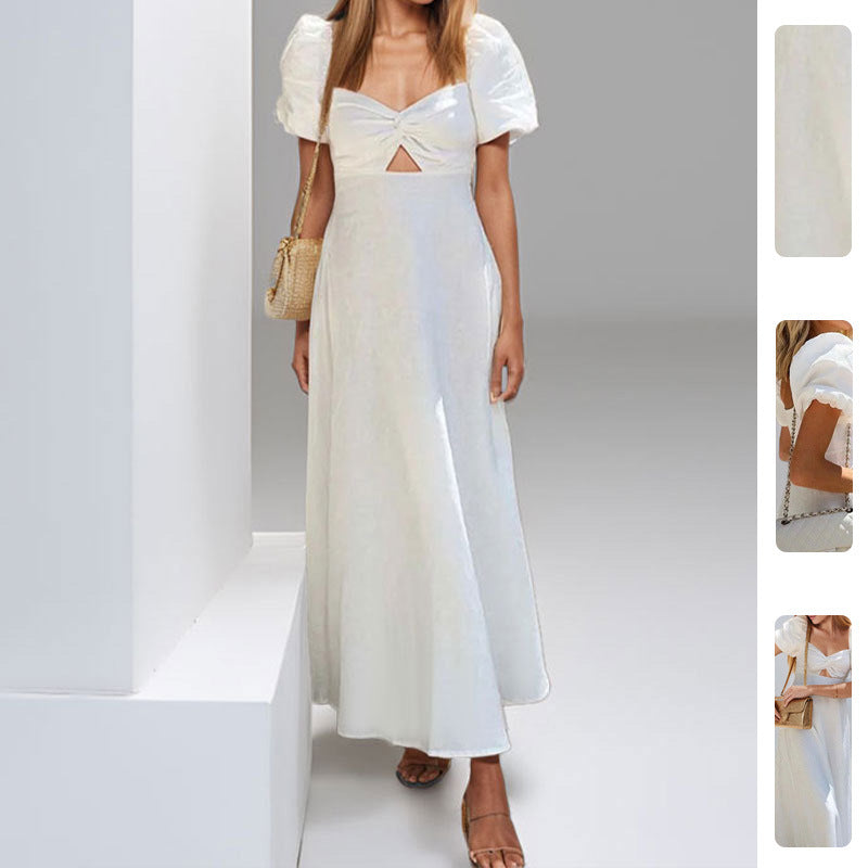 Damen Maxikleid mit Schlüsseldesign und Puffärmeln Norvielle - Norvielle