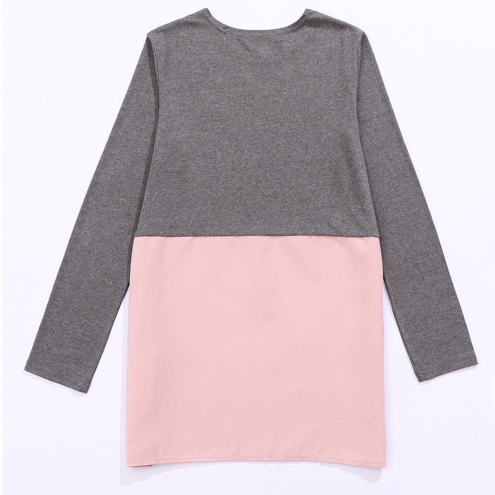 Damen Langarmshirt Farbblockdesign Baumwolle Norvielle