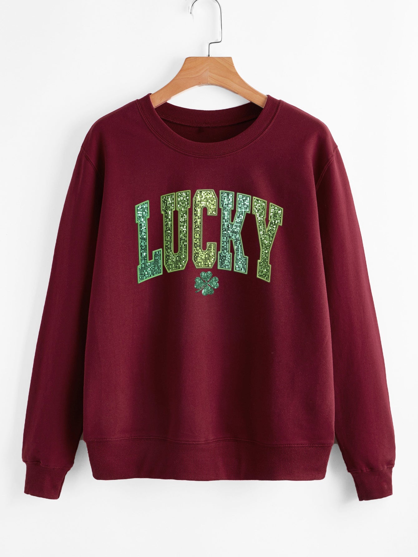 Damen Sweatshirt Glitzernd Kleeblattmotiv Norvielle