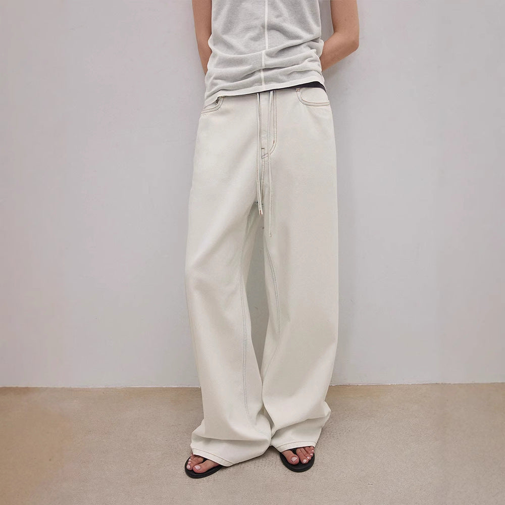 Damen Denim-Culotte Weit mit hohem Bund und Gummizug