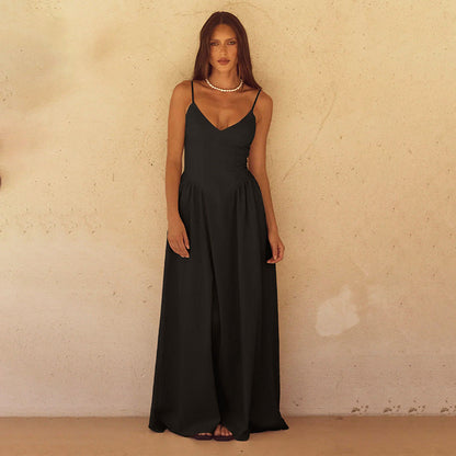 Damen Sommerkleid Lang Spaghettiträger Norvielle - Norvielle