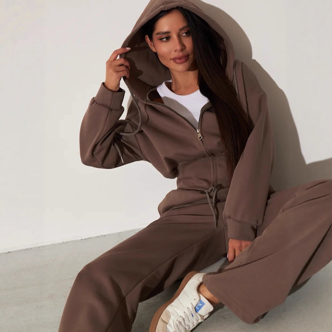 Damen Kapuzenoberteil und Sweatpants-Set Hochtailliert mit - Norvielle