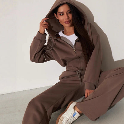 Damen Kapuzenoberteil und Sweatpants-Set Hochtailliert mit - Norvielle