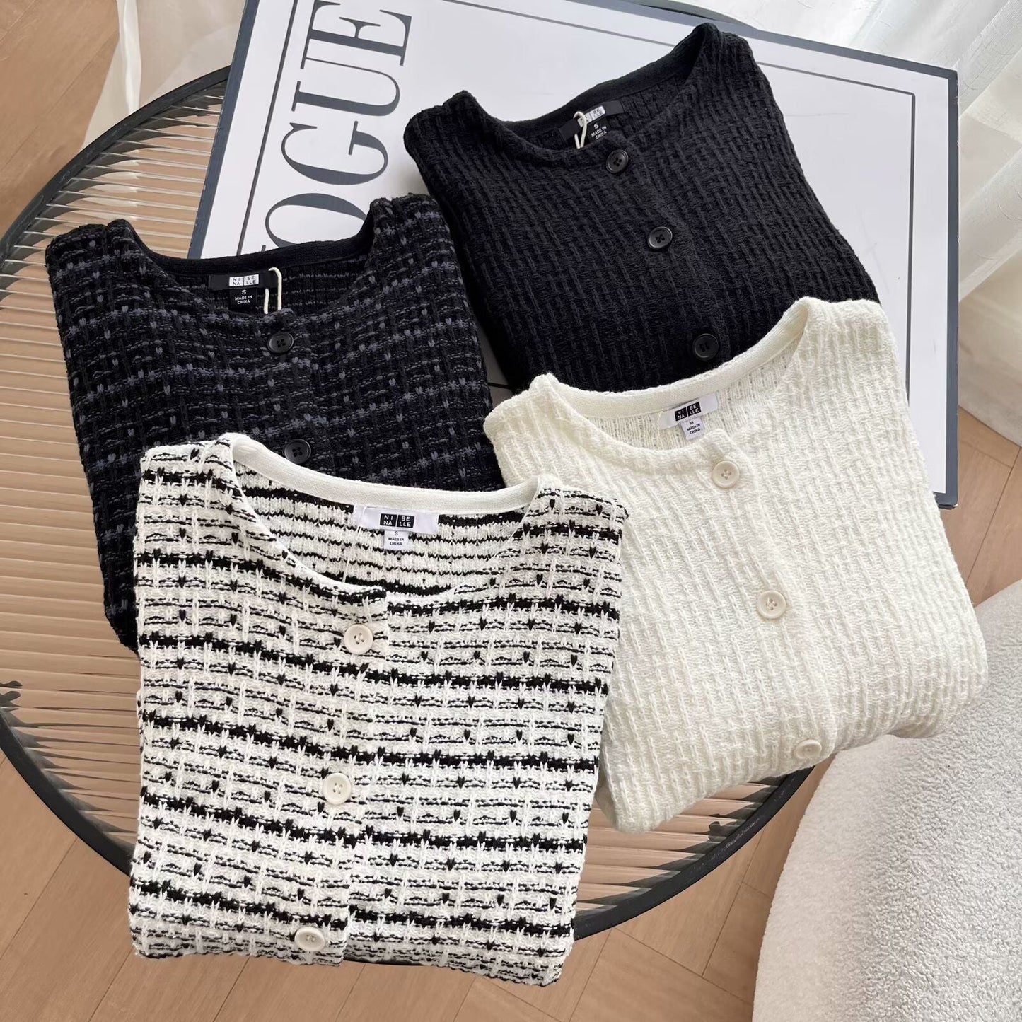 Damen Strickcardigan Strukturiertes Muster Norvielle