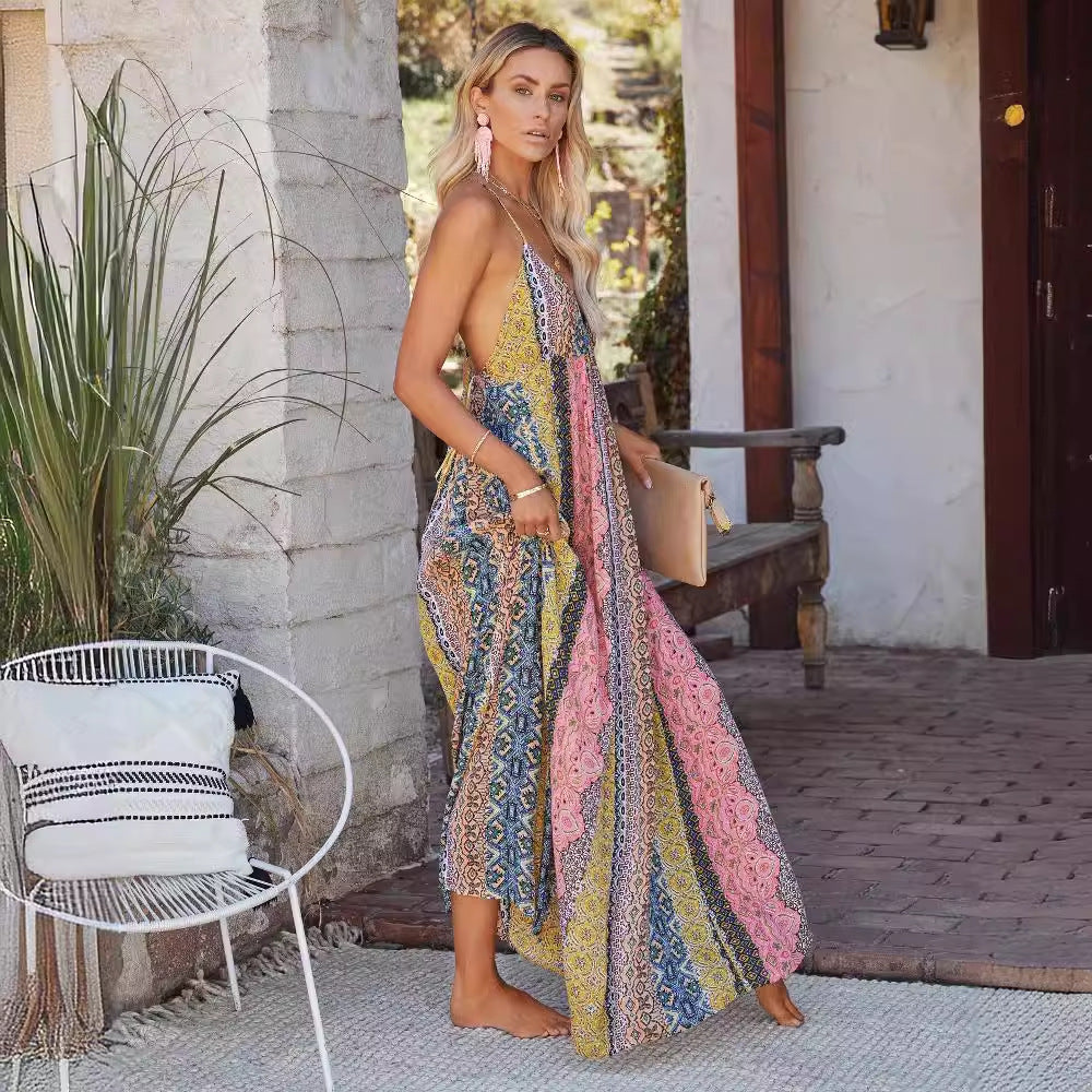 Damen Maxikleid Multi-Muster Verstellbare Träger Norvielle