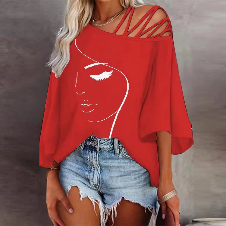 Norvielle Damen Print-T-Shirt Lässig Lockeres Design