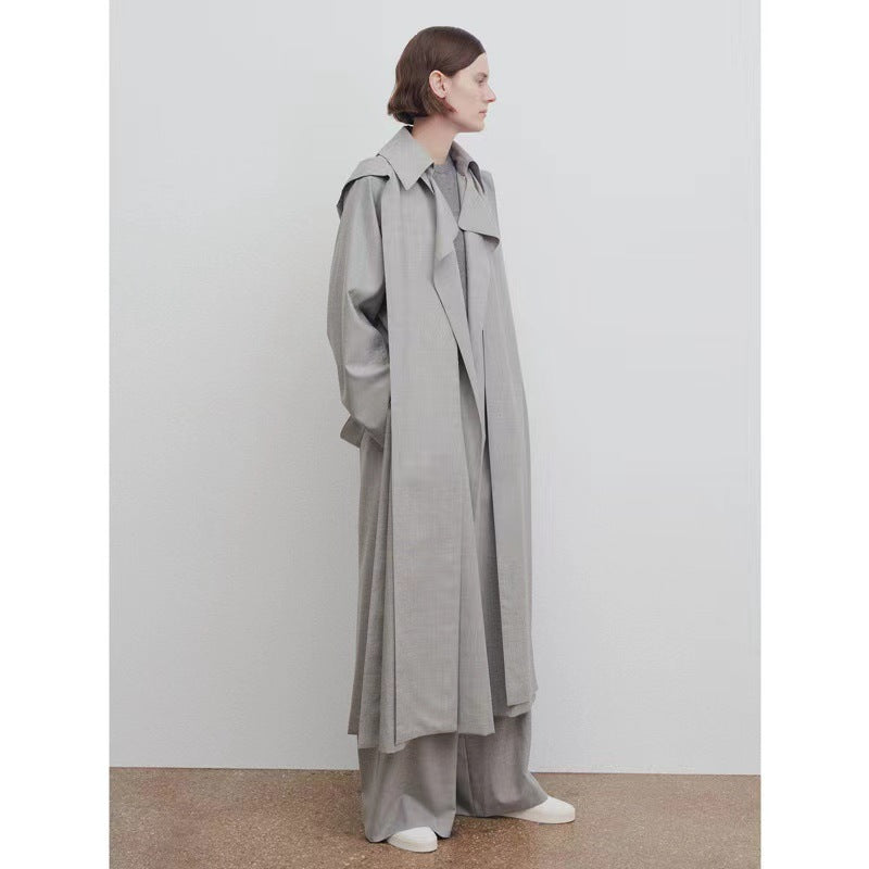 Damen Oversize Trenchcoat Lang Breiter Kragen Norvielle - Norvielle