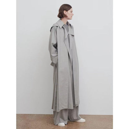 Damen Oversize Trenchcoat Lang Breiter Kragen Norvielle - Norvielle