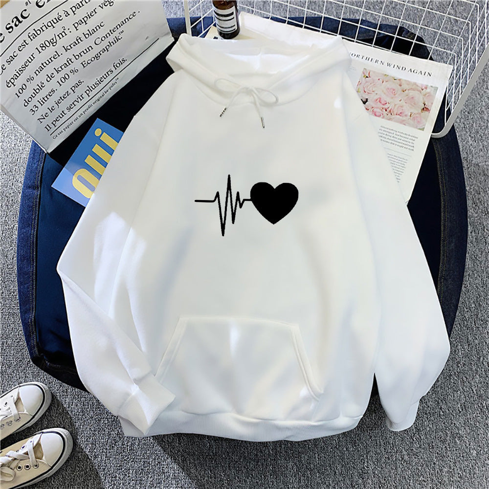 Damen Kapuzenpullover Herzschlagmotiv Norvielle - Norvielle
