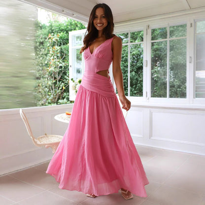 Damen Maxikleid Cut-Out-Details Fließender Rock Norvielle