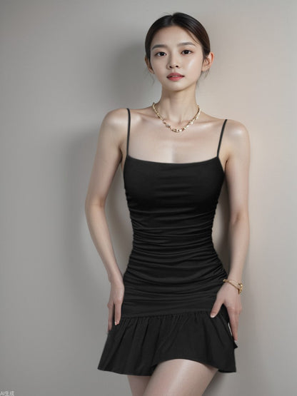 Damen Minikleid Rüschensaum Tailliert Norvielle - Norvielle