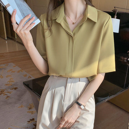 Damen Bluse Moderner Kragen Kurzärmel Norvielle