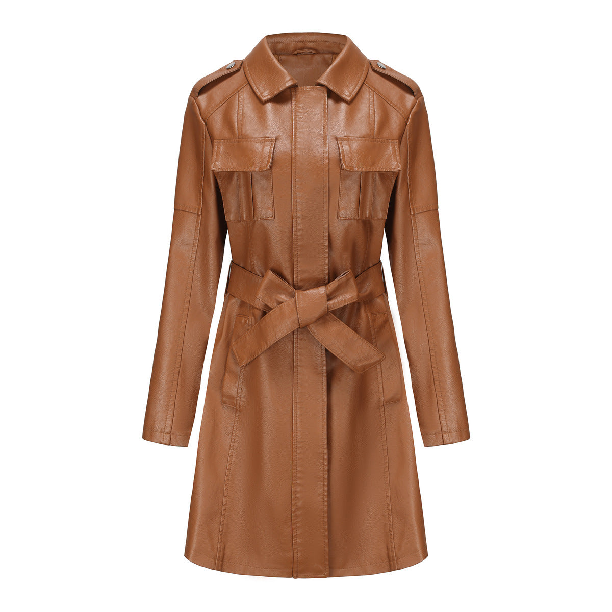 Damen Mantel Mid-Length Tailliert Spitzkragen